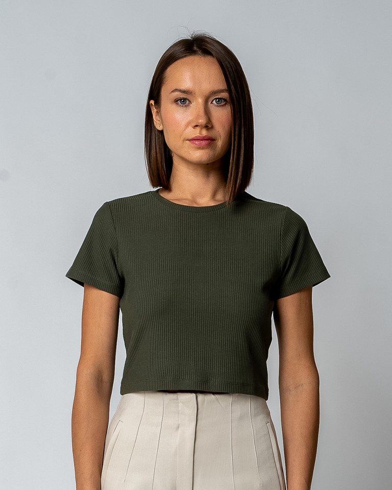 GORG Kurzarmshirt Damen Geripptes Cropped T-Shirt aus Bio-Baumwolle & TENCEL Modal von GORG