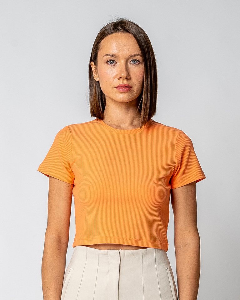 GORG Kurzarmshirt Damen Geripptes Cropped T-Shirt aus Bio-Baumwolle & TENCEL Modal von GORG