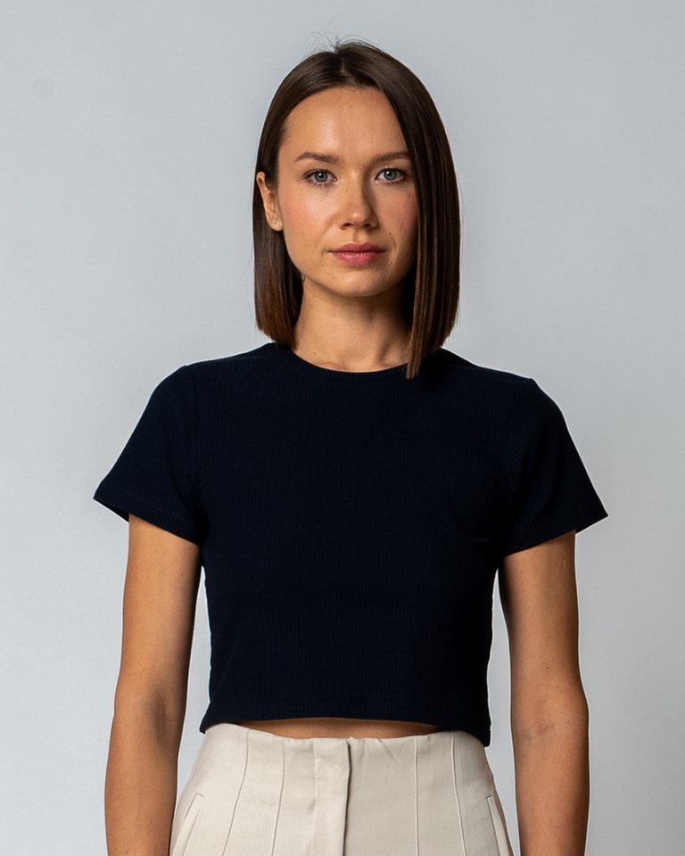 GORG Kurzarmshirt Damen Geripptes Cropped T-Shirt aus Bio-Baumwolle & TENCEL Modal von GORG