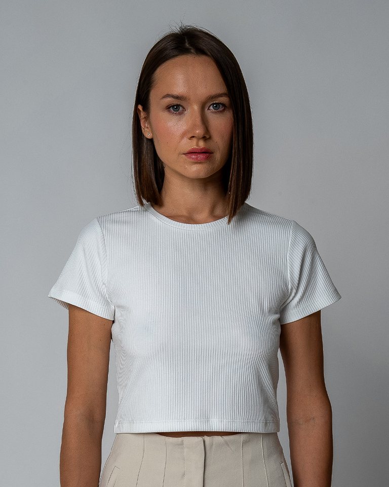 GORG Kurzarmshirt Damen Geripptes Cropped T-Shirt aus Bio-Baumwolle & TENCEL Modal von GORG