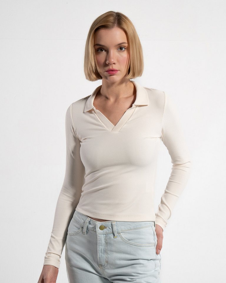 GORG Langarmbluse Damenbluse mit Rippenstruktur aus Bio-Baumwolle & TENCEL™ Modal von GORG