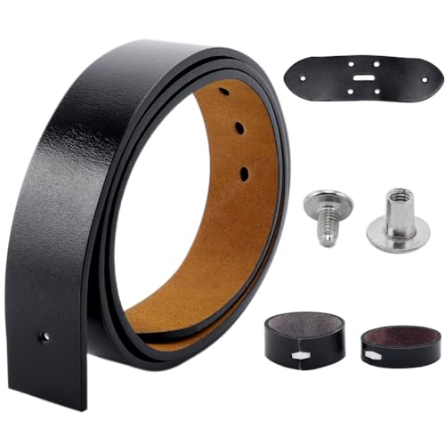 GORGECRAFT 124 cm Rindsleder-Ersatzgürtel, 38 mm breit, echtes Leder, Western-Gürtel für Herren, Schwarz, 49.21x1.5inch von GORGECRAFT