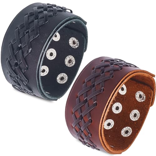 GORGECRAFT 2 Farben Punk Leder Armbänder Herren Breite Manschette Armband Rindsleder Punk Rock Manschette Armbänder Verstellbare Armbänder Armpanzer Manschette Gothic Leder Armbänder für Halloween GORGECRAFT 2 Farben Punk Leder Armbänder Herren Breite Manschette Armband Rindsleder Punk Rock Manschette Armbänder Verstellbare Armbänder Armpanzer Manschette Gothic Leder Armbänder für Halloween von GORGECRAFT