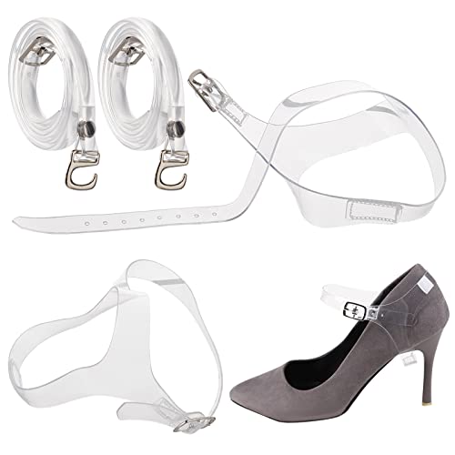 GORGECRAFT 2 Paar 2 Stile Damen Transparente Abnehmbare Handliche Elastische Schuhriemen High Heels Lockere Schnürsenkel Zubehör Drop Heel Strap Für High Heels Schuhe Pumps von GORGECRAFT