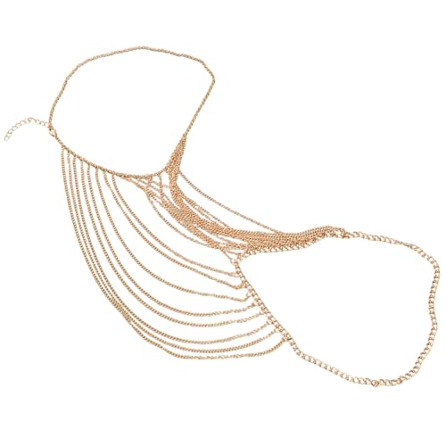 GORGECRAFT 2Stk Mehrlagige Oberarmkette Mit Goldener Metallquaste Schulter Körperkette Halskette Armband Schmuck Braut Dessous Kette Für Frauen Abschlussball Sommer Strand Bikini Kostüm Festivalkleid von GORGECRAFT