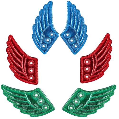 GORGECRAFT 3 Paar Schuhanhänger Mit Engelsflügeln Attraktive Schuhdekorationen Spitze In Flügeln Engel Blau Rot Grün Modisches Stoff Spitzen Dekorationszubehör Für Frauen DIY Bastelarbeiten Rollschuhe von GORGECRAFT