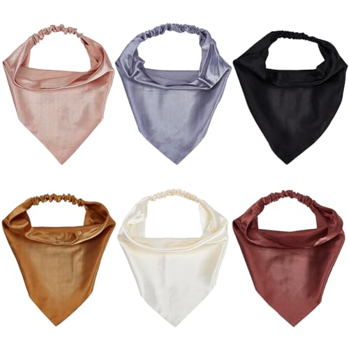 GORGECRAFT 6 Stile Elastischer Haarschal Boho-Stirnbänder Dreieckiges Bandana Einfarbig Kopftuch Schals Rutschfester Turban Für Teenager Mädchen Frauen Haarschmuck Grau Dunkelkhaki Schwarz Rosa von GORGECRAFT