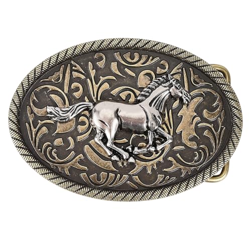 GORGECRAFT Gürtelschnalle Mit Laufendem Pferd Western Cowboy Cowgirl Ovale Gürtelschnalle 92x64mm Antik Bronze Punk Rodeo Pferd Graviert Floral Indianisch Vintage Ersatzknöpfe Aus Legierung Für Männer von GORGECRAFT