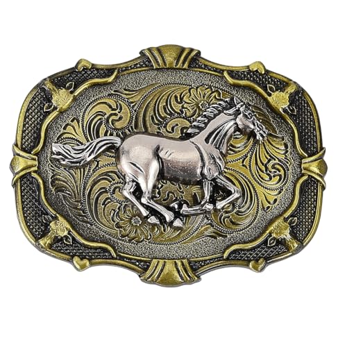 GORGECRAFT Gürtelschnalle Mit Pferdemotiv 84x64mm Antik Bronze Western Cowboy Rodeo Cowgirl Indianische Elemente Vintage Rechteckige Gürtelschnalle Aus Legierung Mit Laufendem Pferd Und Eingraviertem von GORGECRAFT