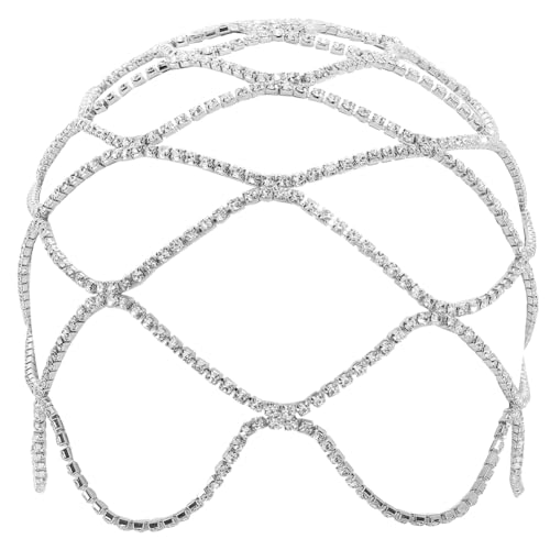 GORGECRAFT Strass Kappen Kopfbedeckungen Vintage Kristall Kopfkette Hochzeit Braut Flapper Stirnband 20s Lagen Haarschmuck Silber Boho Haarschmuck Für Frauen Party Nachtclub Abschlussball Kostüm von GORGECRAFT