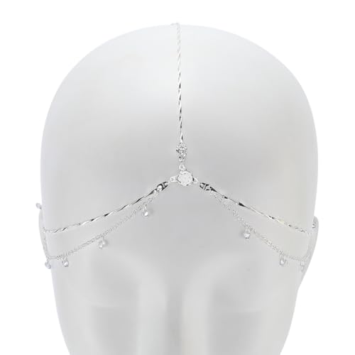 GORGECRAFT Strass Kopfkette Boho Kristall Kopfschmuck Silberlegierung Funkelnde Kette Mehrlagiges Stirnband Mit Anhängern Für Hochzeit Abschlussball Festival Party Braut Brautjungfer Frauen Haarschmuc von GORGECRAFT