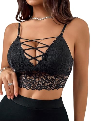 GORGLITTER BH Damen Ohne Bügel Bustier Spitze Bralette Damen Padded Unterwäsche Triangel-BHS Lace Bra Schwarz S GORGLITTER BH Damen Ohne Bügel Bustier Spitze Bralette Damen Padded Unterwäsche Triangel-BHS Lace Bra Schwarz S von GORGLITTER