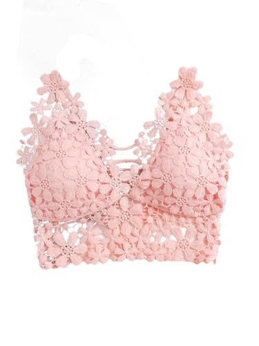 GORGLITTER BH Damen Ohne Bügel Damen-BHS Bustier Spitze Bralette Damen Triangel-Unterwäsche Mit Abnehmbare Gepolstert Spitzentop Bralettes Rosa XS GORGLITTER BH Damen Ohne Bügel Damen-BHS Bustier Spitze Bralette Damen Triangel-Unterwäsche Mit Abnehmbare Gepolstert Spitzentop Bralettes Rosa XS von GORGLITTER