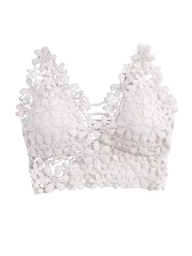 GORGLITTER BH Damen Ohne Bügel Damen-BHS Bustier Spitze Bralette Damen Triangel-Unterwäsche Mit Abnehmbare Gepolstert Spitzentop Bralettes Weiß S von GORGLITTER