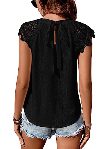 GORGLITTER Bluse Damen Elegant Sommer Bluse Mit Spitze Bluse Mit Schleife Öse Stickerei Bluse Spitzenbluse Top Schwarz XS GORGLITTER Bluse Damen Elegant Sommer Bluse Mit Spitze Bluse Mit Schleife Öse Stickerei Bluse Spitzenbluse Top Schwarz XS von GORGLITTER