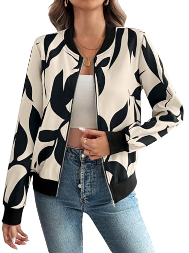 GORGLITTER Bomberjacke Damen Elegant Blouson Jacke Leicht Winterjacke Übergangsjacke Sweatjacke Mit Reißverschluss Fliegerjacke Langarm Oberteile Aprikosenfarben XL von GORGLITTER
