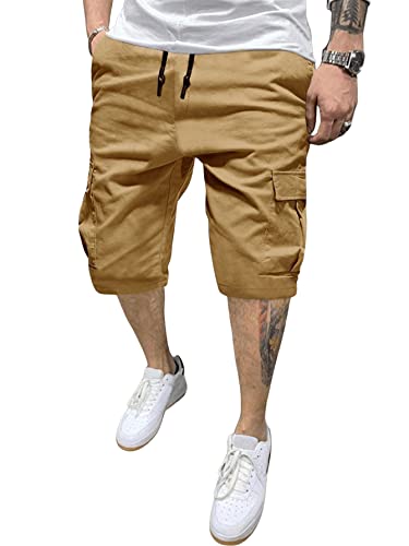 GORGLITTER Cargo Shorts Herren Cargoshort Kurze Hosen Sommer Cargo-Shorts Klassische Hose Freizeitshort mit Pattentasche Kamel S von GORGLITTER