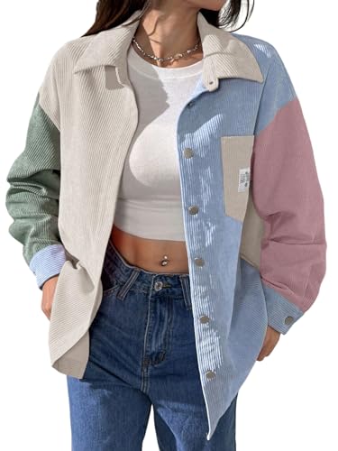 GORGLITTER Cordhemd Damen Elegant Langarm Button Down Hemdbluse mit Taschen Loose Fit Blusen Freizeitjacke Cord Jacken mit Knöpfen Aprikosenfarben M GORGLITTER Cordhemd Damen Elegant Langarm Button Down Hemdbluse mit Taschen Loose Fit Blusen Freizeitjacke Cord Jacken mit Knöpfen Aprikosenfarben M von GORGLITTER