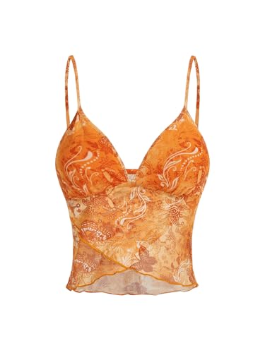 GORGLITTER Crop Tops Damen Sexy Sommer Tops Cami Top Mit Blumen Bauchfreies Oberteil Bralette Corset Top Boho Outfit Y2k Trägertops Partytop Orange M GORGLITTER Crop Tops Damen Sexy Sommer Tops Cami Top Mit Blumen Bauchfreies Oberteil Bralette Corset Top Boho Outfit Y2k Trägertops Partytop Orange M von GORGLITTER