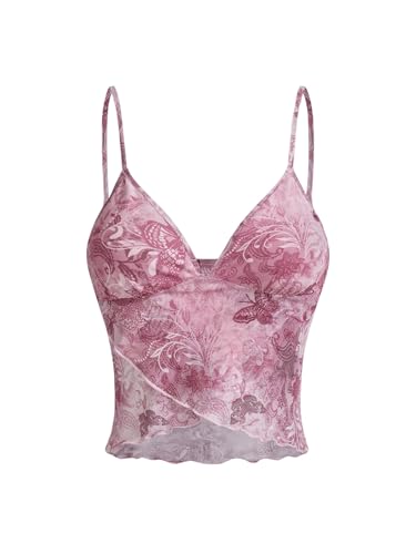 GORGLITTER Crop Tops Damen Sexy Sommer Tops Cami Top Mit Blumen Bauchfreies Oberteil Bralette Corset Top Boho Outfit Y2k Trägertops Partytop Rosa XS GORGLITTER Crop Tops Damen Sexy Sommer Tops Cami Top Mit Blumen Bauchfreies Oberteil Bralette Corset Top Boho Outfit Y2k Trägertops Partytop Rosa XS von GORGLITTER