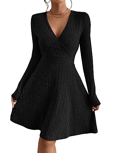 GORGLITTER Herbstkleid Damen Strickkleid A-Linie Freizeitkleid Langarm Skaterkleid Shortkleid Winter Langarmkleid Schwarz M GORGLITTER Herbstkleid Damen Strickkleid A-Linie Freizeitkleid Langarm Skaterkleid Shortkleid Winter Langarmkleid Schwarz M von GORGLITTER