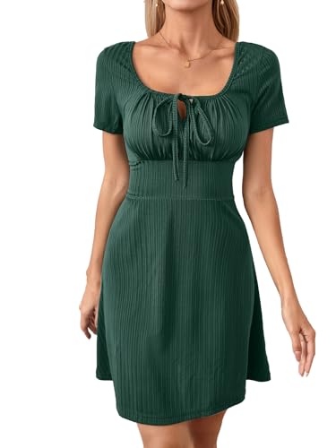 GORGLITTER Damen A-Linie Kleid Elegant Sommerkleid Rüschenbüste Kurzkleid Freizeitkleid mit Eckigem Ausschnitt Grün S GORGLITTER Damen A-Linie Kleid Elegant Sommerkleid Rüschenbüste Kurzkleid Freizeitkleid mit Eckigem Ausschnitt Grün S von GORGLITTER