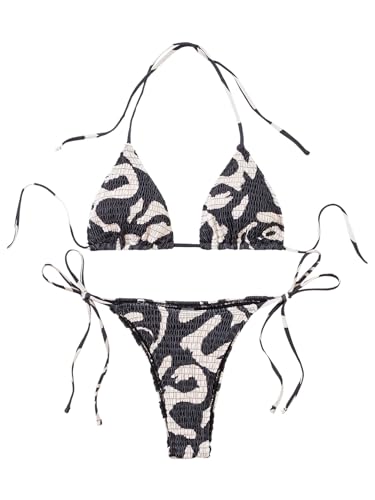 GORGLITTER Damen Bikini Set Modischen Badeanzug Triangle Bikini-Set Neckholder Bademode Urlaub Strandmode 2 Piece Swimsuit Set Schwarz XL GORGLITTER Damen Bikini Set Modischen Badeanzug Triangle Bikini-Set Neckholder Bademode Urlaub Strandmode 2 Piece Swimsuit Set Schwarz XL von GORGLITTER