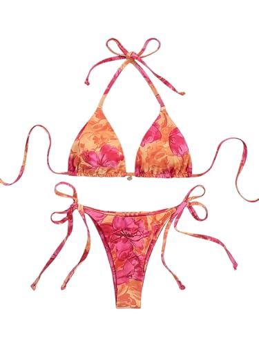 GORGLITTER Damen Bikini Set Neckholder Bikinis Zweiteiliger Badeanzug Triangel Bikinitop Hohe Taille Tangas Boho Swimsuits Strandanzug Bademode Orange M GORGLITTER Damen Bikini Set Neckholder Bikinis Zweiteiliger Badeanzug Triangel Bikinitop Hohe Taille Tangas Boho Swimsuits Strandanzug Bademode Orange M von GORGLITTER