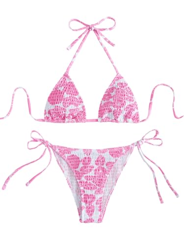 GORGLITTER Damen Bikini-Set Triangle Bikini Set Neckholder Badeanzug Boho Swimsuits Zweiteiliger Sommer Strandanzug Bademode Hohe Taille Strandmode Rosa M GORGLITTER Damen Bikini-Set Triangle Bikini Set Neckholder Badeanzug Boho Swimsuits Zweiteiliger Sommer Strandanzug Bademode Hohe Taille Strandmode Rosa M von GORGLITTER