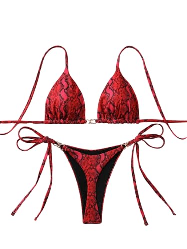 GORGLITTER Damen Bikini Set Triangle Bikinis Böhmisch Badeanzug Bademode Strandbikini Hohe Taille 2 Teilige Swimsuits Strand Outfits Rot M GORGLITTER Damen Bikini Set Triangle Bikinis Böhmisch Badeanzug Bademode Strandbikini Hohe Taille 2 Teilige Swimsuits Strand Outfits Rot M von GORGLITTER