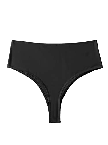 GORGLITTER Damen Bikini Unterteil Hohe Taille Bikinihose Bikini Bottom Triangel Bikinishort Bikinislip Schwarz L von GORGLITTER