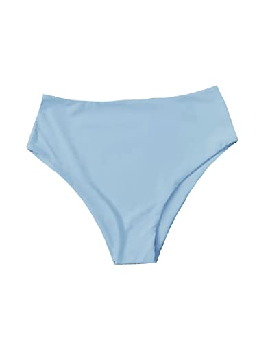 GORGLITTER Damen Bikinihose Bikini Höschen Bikini-Unterteil High Waist Bikinishorts Bikini Bottoms Badehose mit hoher Taille Blau M von GORGLITTER