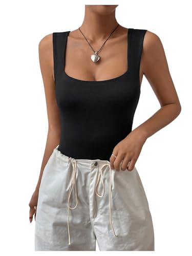 GORGLITTER Damen Bodysuit Elegante Bodys Einfarbige Bodysuits Sommer Tank Body U Ausschnitt Oberteile Ärmellose Bodies Schwarze Sommertops Tank Top Schwarz L GORGLITTER Damen Bodysuit Elegante Bodys Einfarbige Bodysuits Sommer Tank Body U Ausschnitt Oberteile Ärmellose Bodies Schwarze Sommertops Tank Top Schwarz L von GORGLITTER