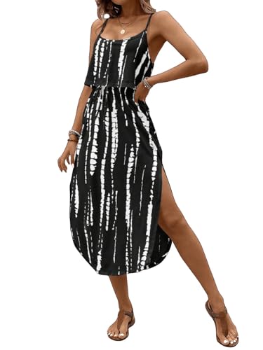 GORGLITTER Damen Camikleider Sommer Batik Langkleid Freizeit Kleid mit Schlitz Spaghettiträgerkleider Sommerkleid Urlaub Ärmellos Midikleid Schwarz L GORGLITTER Damen Camikleider Sommer Batik Langkleid Freizeit Kleid mit Schlitz Spaghettiträgerkleider Sommerkleid Urlaub Ärmellos Midikleid Schwarz L von GORGLITTER