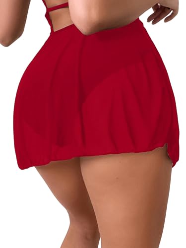 GORGLITTER Damen Cover up Rock Sommer Transparent Netz Strandrock Mesh Sommerrock Bikini Cover Up Durchsichtig Urlaubsrock Bademode Rot M GORGLITTER Damen Cover up Rock Sommer Transparent Netz Strandrock Mesh Sommerrock Bikini Cover Up Durchsichtig Urlaubsrock Bademode Rot M von GORGLITTER