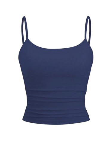 GORGLITTER Damen Crop Tank Top Casual Trägershirt Sommer Bauchfreies Tops Bauchfrei Oberteile Y2K Tops Basic Camisole Blau M von GORGLITTER