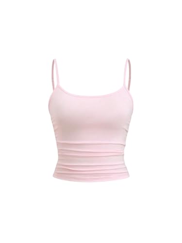 GORGLITTER Damen Crop Tank Top Casual Trägershirt Sommer Bauchfreies Tops Bauchfrei Oberteile Y2K Tops Basic Camisole Rosa XS von GORGLITTER