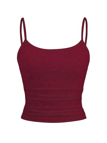GORGLITTER Damen Crop Tank Top Casual Trägershirt Sommer Bauchfreies Tops Bauchfrei Oberteile Y2K Tops Basic Camisole Rot S von GORGLITTER