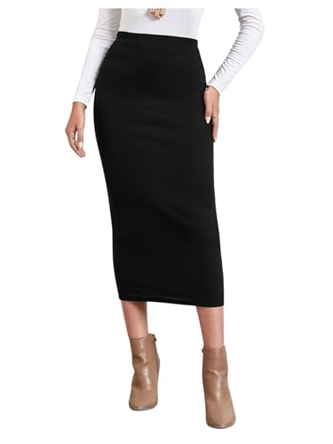GORGLITTER Damen Enger Rock Elegant Bodycon Midirock Figurbetonter Bleistiftrock Röcke Schwarz XXL GORGLITTER Damen Enger Rock Elegant Bodycon Midirock Figurbetonter Bleistiftrock Röcke Schwarz XXL von GORGLITTER
