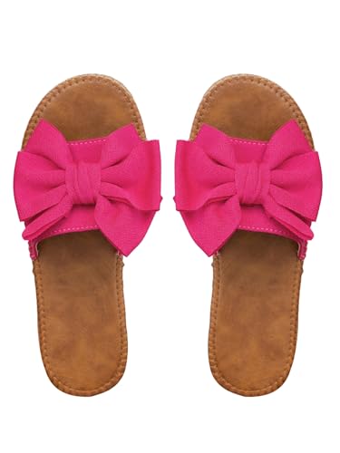 GORGLITTER Damen Flache Sandalen Sommer PU Leder Sandalette Elegant Freizeitsandalen Sommerschuhe Urlaubssandalen Outfit mit Schleifen Heißes Pink CN38 GORGLITTER Damen Flache Sandalen Sommer PU Leder Sandalette Elegant Freizeitsandalen Sommerschuhe Urlaubssandalen Outfit mit Schleifen Heißes Pink CN38 von GORGLITTER