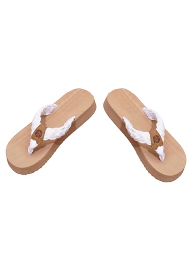 GORGLITTER Damen Flip Flops Flache Sandalen Zehensandalen Dicken Boden Y2K Strandsandalen Leicht Sommer Outdoor Freizeitsandalen Weiß EUR37 von GORGLITTER