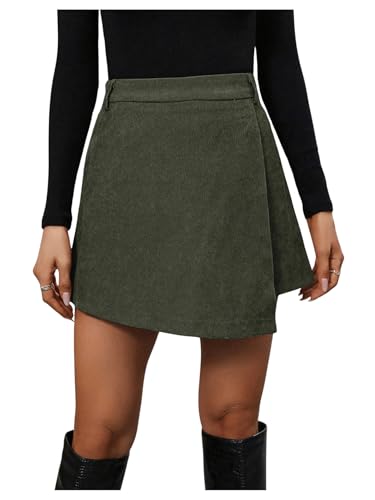 GORGLITTER Damen Hosenrock Elegant Freizeitrock Kord Rock Winter Büro Rock Kurz Skort Cordrock Wickel Herbstrock Hoch Taille Shorts Armeegrün L GORGLITTER Damen Hosenrock Elegant Freizeitrock Kord Rock Winter Büro Rock Kurz Skort Cordrock Wickel Herbstrock Hoch Taille Shorts Armeegrün L von GORGLITTER