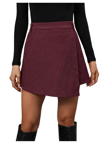 GORGLITTER Damen Hosenrock Elegant Freizeitrock Kord Rock Winter Büro Rock Kurz Skort Cordrock Wickel Herbstrock Hoch Taille Shorts Rotviolett XL GORGLITTER Damen Hosenrock Elegant Freizeitrock Kord Rock Winter Büro Rock Kurz Skort Cordrock Wickel Herbstrock Hoch Taille Shorts Rotviolett XL von GORGLITTER