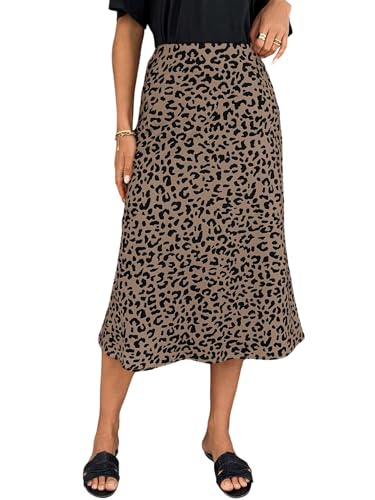 GORGLITTER Damen Midi Rock Elegant Y2k Elastische Midirock Mit Leopardenmuster Hohe Taille Leoprint Bodycon Freizeitrock Lange Röcke Braun L GORGLITTER Damen Midi Rock Elegant Y2k Elastische Midirock Mit Leopardenmuster Hohe Taille Leoprint Bodycon Freizeitrock Lange Röcke Braun L von GORGLITTER