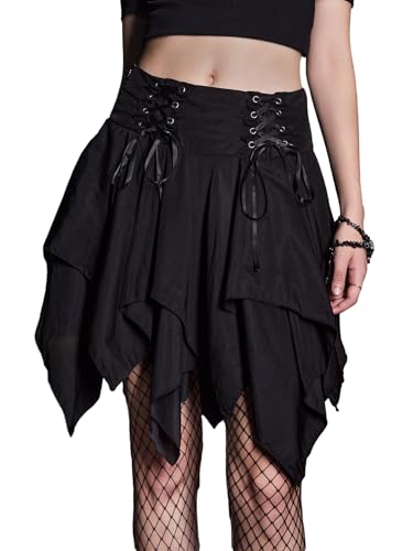 GORGLITTER Damen Minirock Sommer A-Linie Rock Y2k Kurz Sommerrock Mit Rüschendesign Hohe Taille Röcke Mit Taillenbändern Partyrock Schwarz L GORGLITTER Damen Minirock Sommer A-Linie Rock Y2k Kurz Sommerrock Mit Rüschendesign Hohe Taille Röcke Mit Taillenbändern Partyrock Schwarz L von GORGLITTER