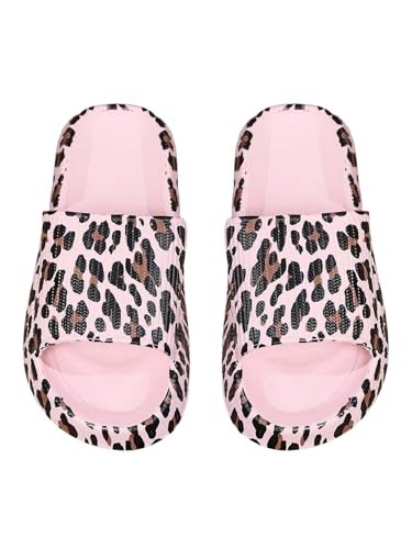 GORGLITTER Damen Flip Flops Leoparden Offene Sandalen Flache Sandalette Strandsandalen Urlaubsandalen Freizeitsandalen Hausschuhe Rosa CN40/41 von GORGLITTER