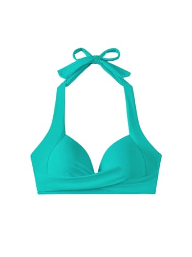 GORGLITTER Damen Push UP Bikini Top Neckholder Bikinioberteil Triangel Bikini Top mit Twist Badetop Bandeau Bikini-top Grün S von GORGLITTER