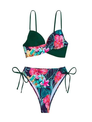 GORGLITTER Damen Push Up Bikini Set Zweiteilliger Badeanzug Tropisch Strandmode 2 Pieces Sommer Swimmsuit Set mit Muster Dunkelgrün S GORGLITTER Damen Push Up Bikini Set Zweiteilliger Badeanzug Tropisch Strandmode 2 Pieces Sommer Swimmsuit Set mit Muster Dunkelgrün S von GORGLITTER
