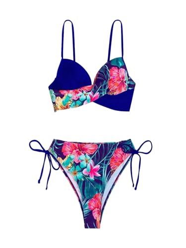 GORGLITTER Damen Push Up Bikini Set Zweiteilliger Badeanzug Tropisch Strandmode 2 Pieces Sommer Swimmsuit Set mit Muster Königsblau XL GORGLITTER Damen Push Up Bikini Set Zweiteilliger Badeanzug Tropisch Strandmode 2 Pieces Sommer Swimmsuit Set mit Muster Königsblau XL von GORGLITTER