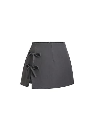 GORGLITTER Damen Rock Sommer Elegant Kurz Röcke mit Hose Drunter A Line Hosenrock Minirock mit Schlitz Casualrock Figurbetonte Freizeitrock Dunkelgrau M GORGLITTER Damen Rock Sommer Elegant Kurz Röcke mit Hose Drunter A Line Hosenrock Minirock mit Schlitz Casualrock Figurbetonte Freizeitrock Dunkelgrau M von GORGLITTER
